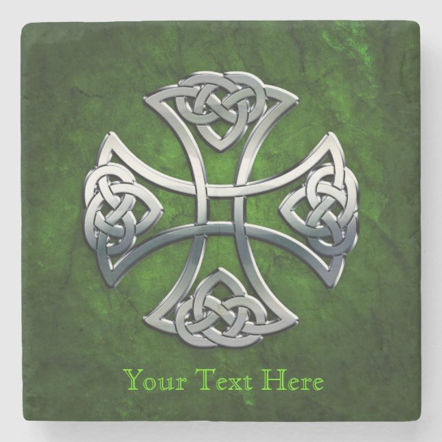 Personalised Celtic Cross Stone Coaster (Front)