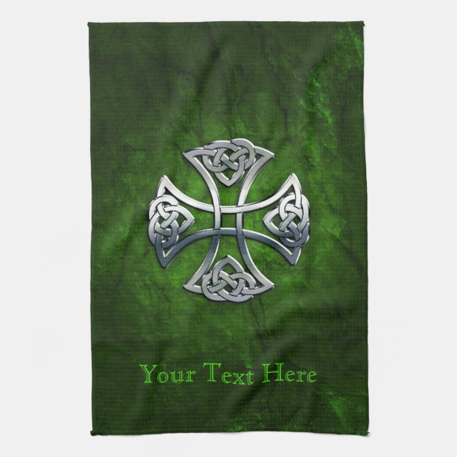 Personalised Celtic Cross Tea Towel (Vertical)
