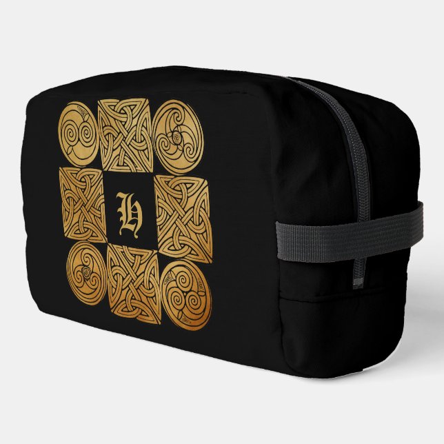 Personalised Celtic Knotwork Cross Dopp Kit (Left Corner)