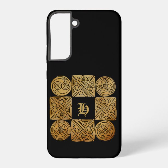 Personalised Celtic Knotwork Cross Samsung Galaxy S22+ Case (Back)