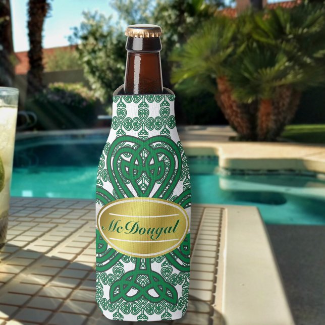 Personalised Celtic Shamrock Scroll Bottle Cooler (Creator Uploaded)