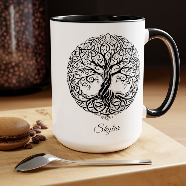 Personalised Celtic Tree Mug, Scottish Gifts Two-Tone Coffee Mug (Creator Uploaded)