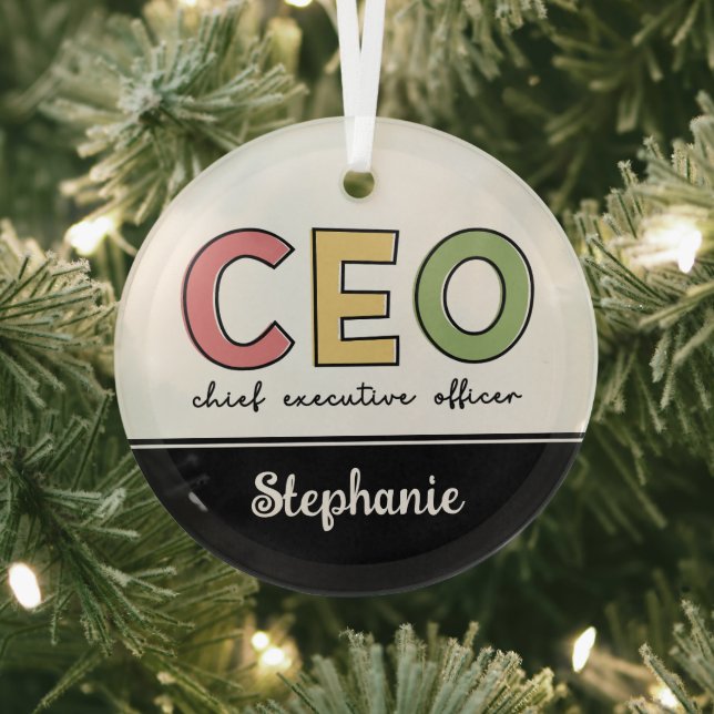 Personalised CEO Chief Executive Officer Boss Gift Glass Tree Decoration (Insitu)
