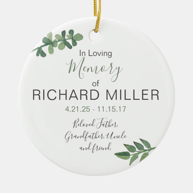 Personalised Ceramic Memorial Ornament (Front)