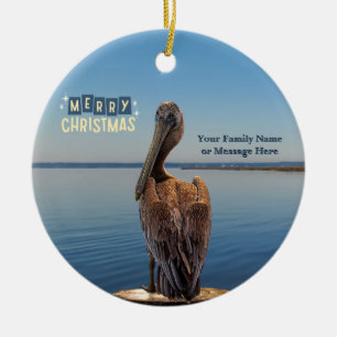 Personalised Ceramic Pelican Christmas Ornament