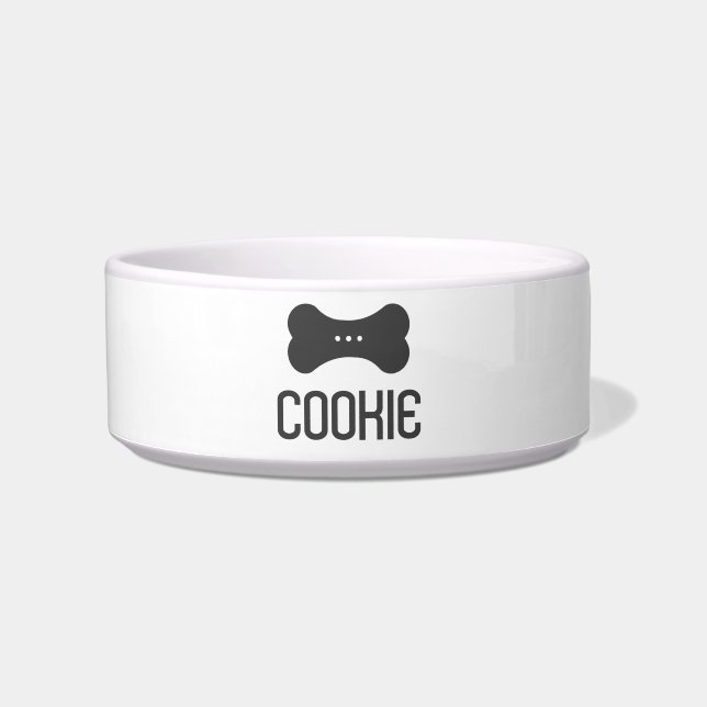 Personalised Ceramic Pet Bowl (Shadow Grey) (Front)