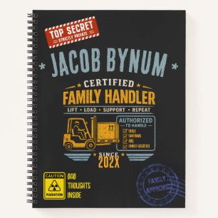 Personalised Certified Family Handler Funny Dad Notebook