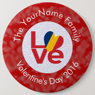 Personalised Chad Red LOVE Flag 6 Cm Round Badge