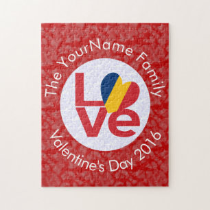 Personalised Chad Red LOVE Flag Jigsaw Puzzle