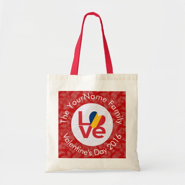 Personalised Chad Red LOVE Flag Tote Bag (Front)