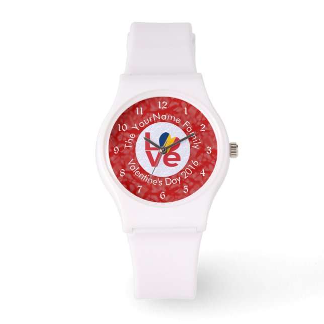 Personalised Chad Red LOVE Flag Watch (Front)