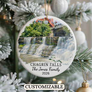 Personalised Chagrin Falls Ornament, Custom Ohio Ceramic Ornament