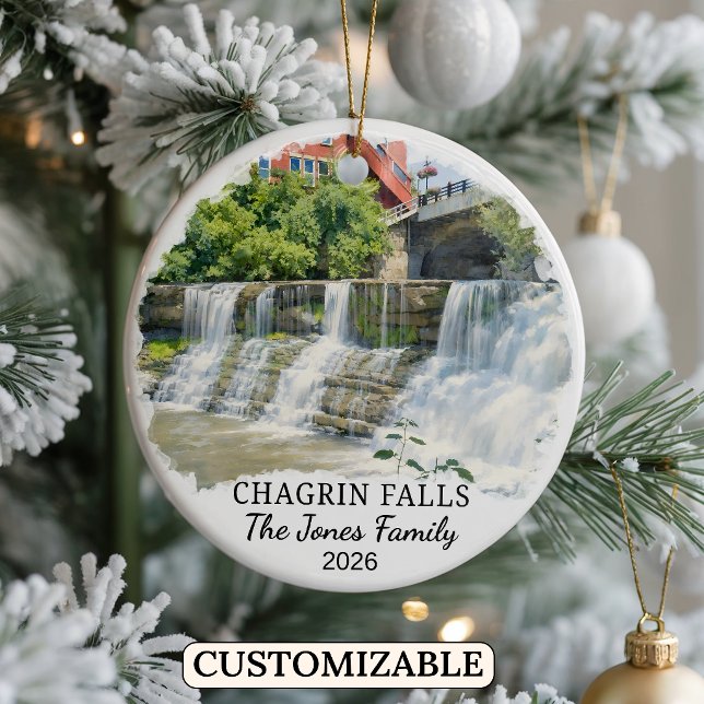 Personalised Chagrin Falls Ornament, Custom Ohio Ceramic Ornament (Creator Uploaded)