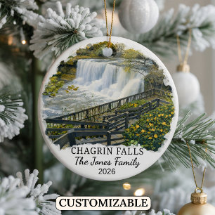Personalised Chagrin Falls Ornament, Custom Ohio Ceramic Ornament