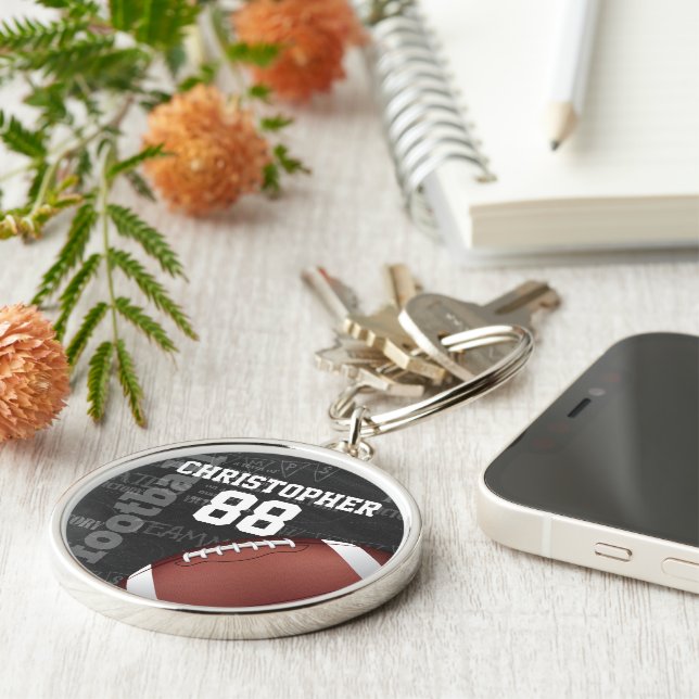 Personalised Chalkboard American Football Key Ring (Side)