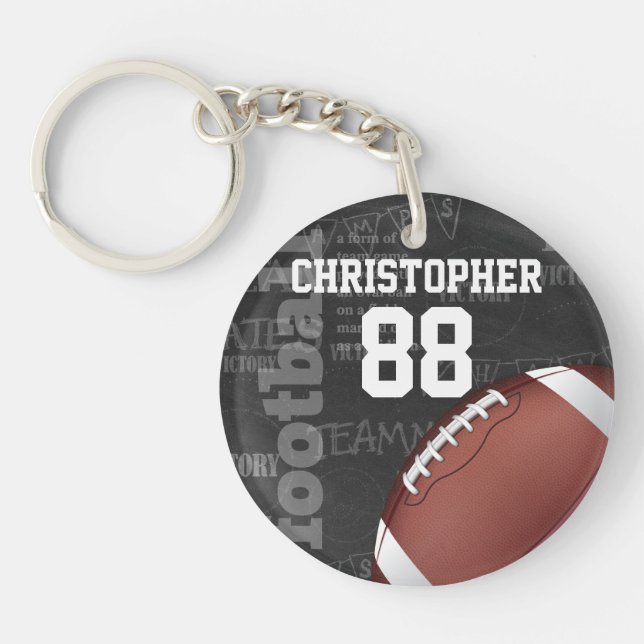 Personalised Chalkboard American Football Key Ring (Front)