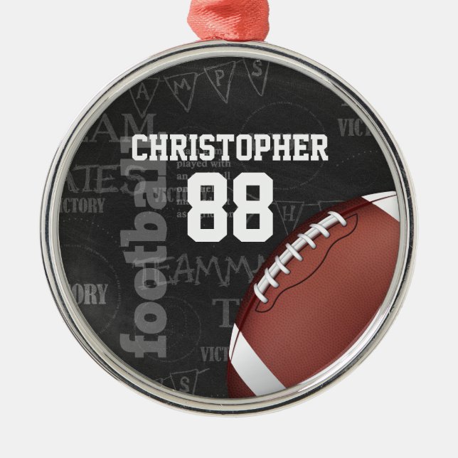 Personalised Chalkboard American Football Metal Ornament (Front)