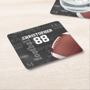 Personalised Chalkboard American Football Square Paper Coaster