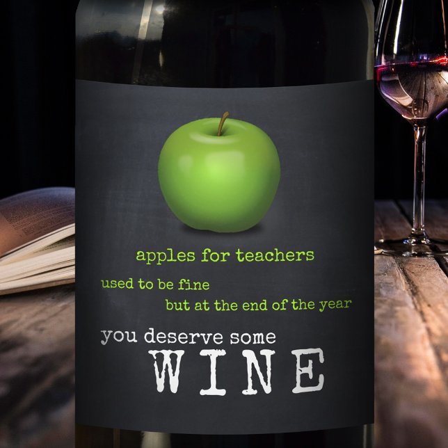 Personalised Chalkboard Apple Teacher Wine Label (Creator Uploaded)