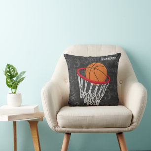Personalised Chalkboard Basketball and Hoop Cushion