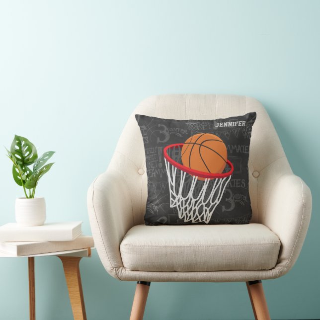 Personalised Chalkboard Basketball and Hoop Cushion (Chair)