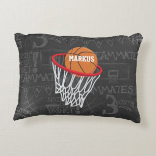 Personalised Chalkboard Basketball and Hoop Decorative Cushion