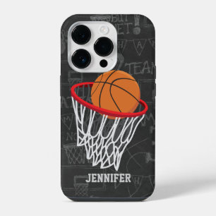 Personalised Chalkboard Basketball and Hoop iPhone 14 Pro Case