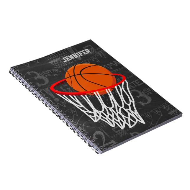 Personalised Chalkboard Basketball and Hoop Notebook (Right Side)