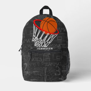 Personalised Chalkboard Basketball and Hoop Printed Backpack