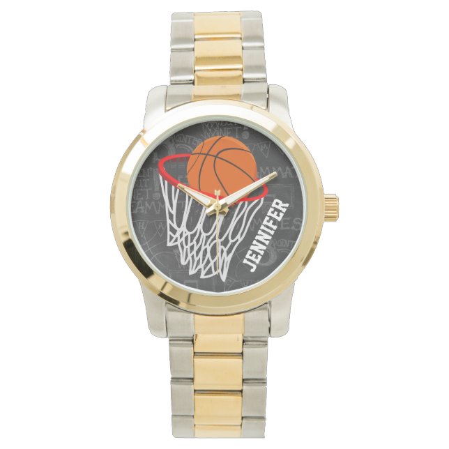 Personalised Chalkboard Basketball and Hoop Watch (Front)
