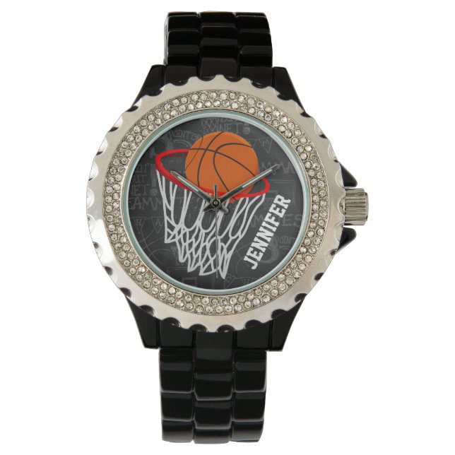 Personalised Chalkboard Basketball and Hoop Watch (Front)