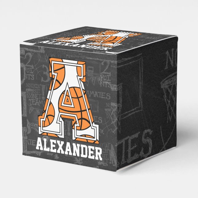 Personalised Chalkboard Basketball Letter A Favour Box (Front Side)
