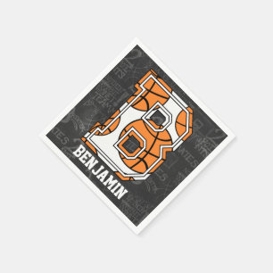 Personalised Chalkboard Basketball Letter B Napkin