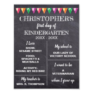 Personalised Chalkboard First day of School Sign