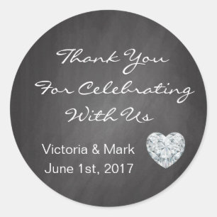 Personalised Chalkboard Heart Wedding Favours Classic Round Sticker