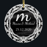 Personalised Chalkboard Monogram Wedding Date Ceramic Ornament<br><div class="desc">You can add your favourite photo. This is perfect gift idea. Makes a beautiful,  modern,  personalised gift. Personalise with your name and other text.</div>