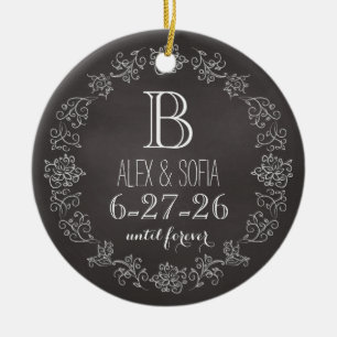 Personalised Chalkboard Monogram Wedding Date Ceramic Ornament