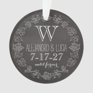 Personalised Chalkboard Monogram Wedding Date Ornament