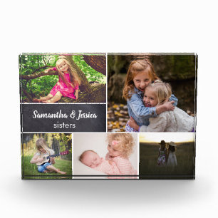 Personalised Chalkboard Sisters Photo Collage Block
