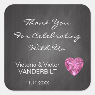 Personalised Chalkboard Thank You Diamond Wedding Square Sticker