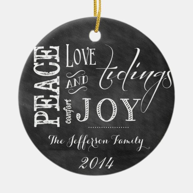 Personalised Chalkboard Words Family Ornament (Front)