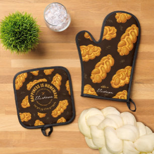 Personalised Challah Baker Oven Mitt & Pot Holders Holder Set