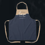 Personalised Challah is Love Made Edible Apron<br><div class="desc">Challah is Love Made Edible. NAVY & TAN. Clean Modern Script design. Her Homemade Challah is a frame-worthy work of art. Sign her masterpiece with a flourish with this understated classy ALL-OVER PRINT APRON. Coordinates with our matching Challah Dough Cover which you can find here: https://www.zazzle.com/collections/coordinated_apron_sets-119984004460509285 ABOUT OUR CHALLAH DOUGH...</div>