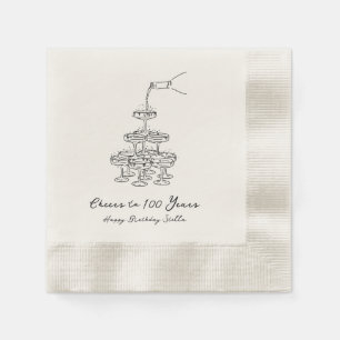 Personalised Champagne 100th Birthday Napkins