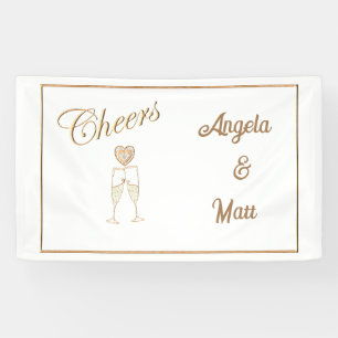 Personalised Champagne Glasses and Hearts Banner