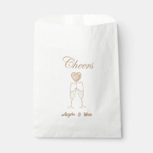 Personalised Champagne Glasses and Hearts Favour Bag