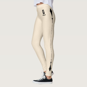 Personalised Champagne Gold Black Accents Monogram Leggings