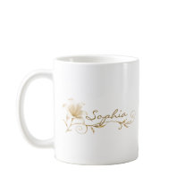 Personalised Champagne Gold Lily Name Mug