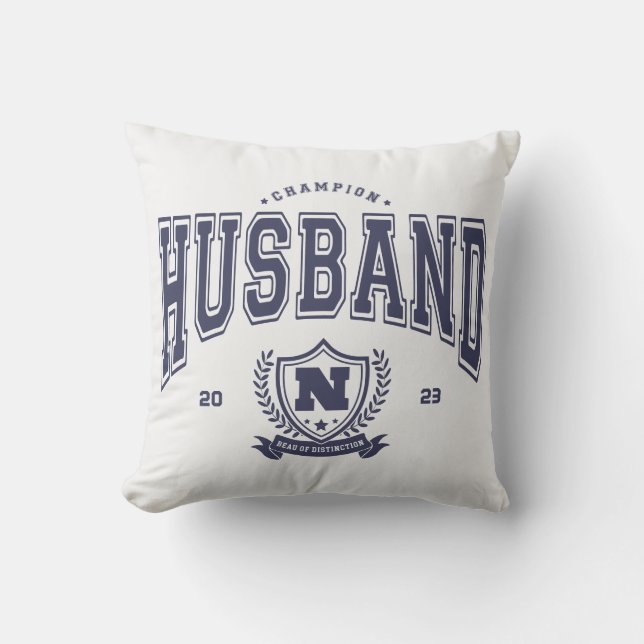 Personalised Champion Husband Funny Men's Gift Cushion (Front)