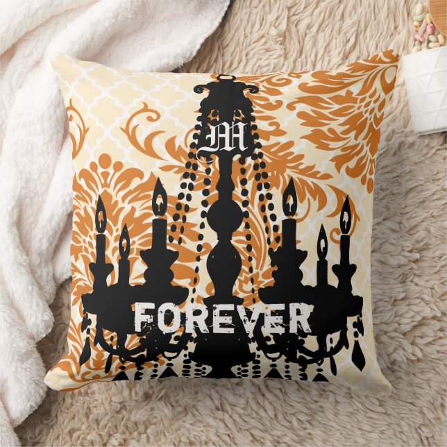 Personalised Chandelier Monogram with Wedding Date Cushion (Blanket)